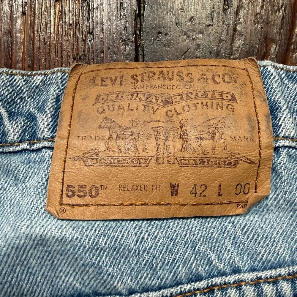VTG‎ Levis 505 Shorts Mens 42 Blue ORANGE TAB Faded Medium Wash Jorts Denim